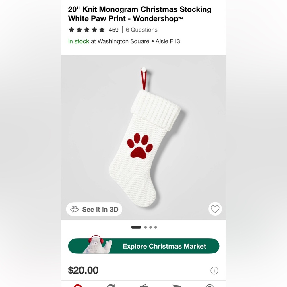 Three White/Red Holiday Stockings